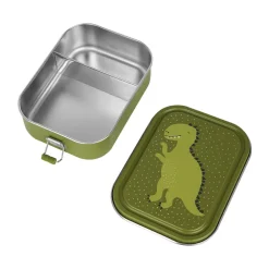 Lunchbox compartimentée en inox Mr. Dino vert