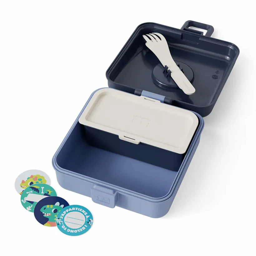 Lunchbox personnalisable 850ml Snacky avec couverts Infinity Blue