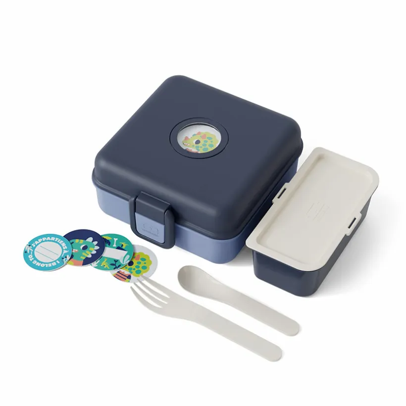 Lunchbox personnalisable 850ml Snacky avec couverts Infinity Blue