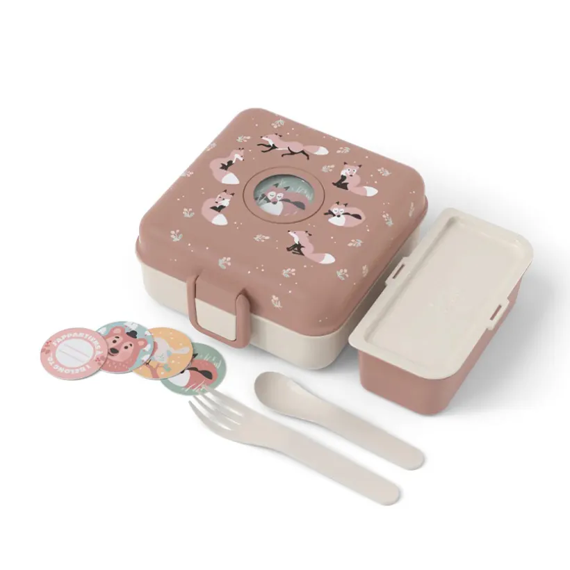 Lunchbox personnalisable 850ml Snacky avec couverts Fox