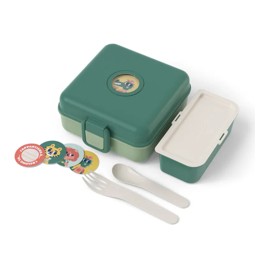 Lunchbox personnalisable 850ml Snacky avec couverts Forest Vert