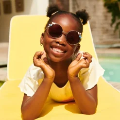 Lunettes de soleil rondes avec papillon fantaisie pour fille