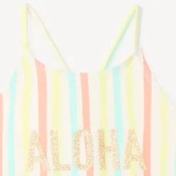 Maillot de bain 1 pièce dos nu à rayures pour fille