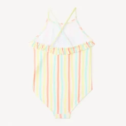 Maillot de bain 1 pièce dos nu à rayures pour fille