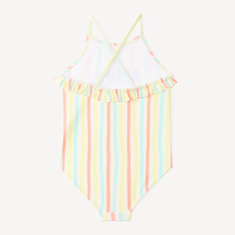 Maillot de bain 1 pièce dos nu à rayures pour fille