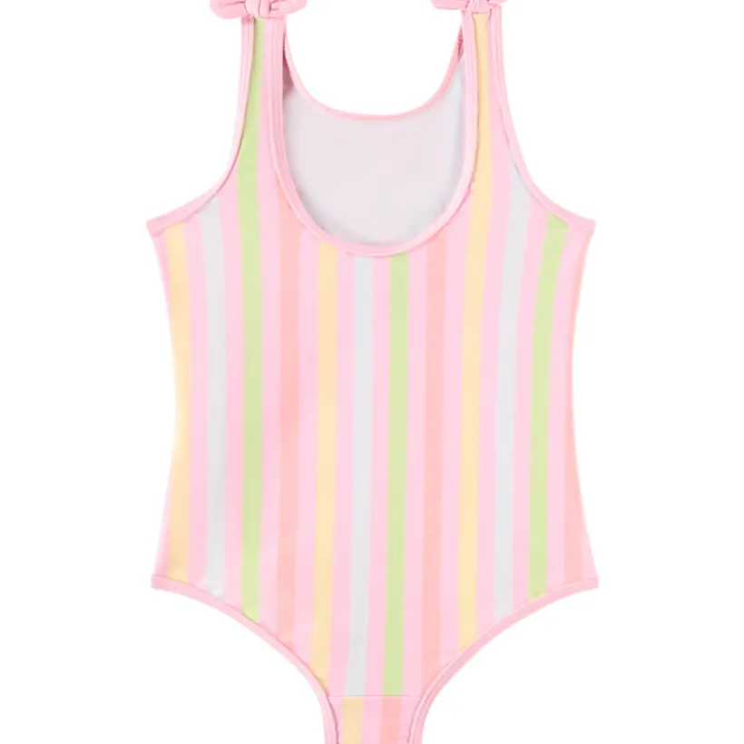 Maillot de bain 1 pièce à rayures et nœuds fantaisie pour fille