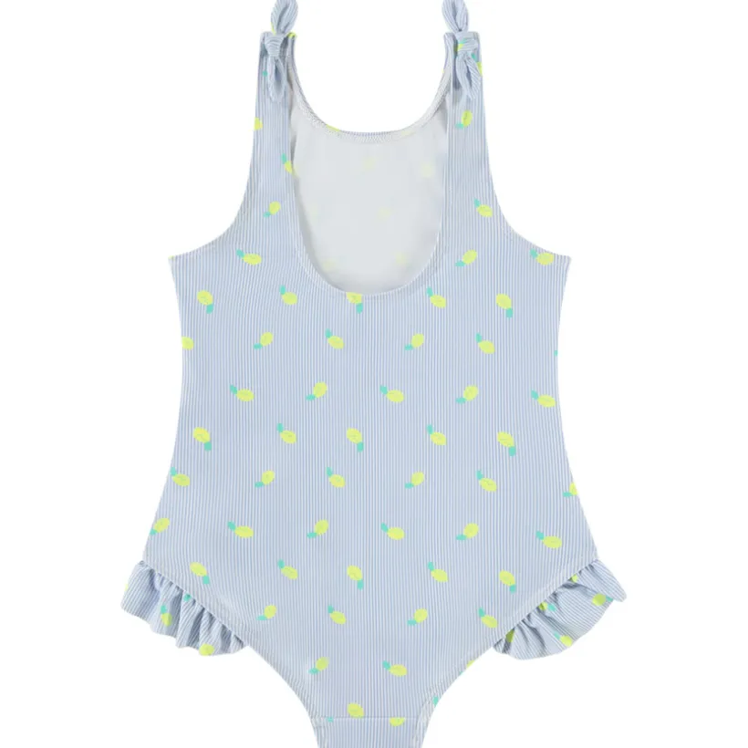 Maillot de bain 1 pièce à rayures et imprimé citron pour fille
