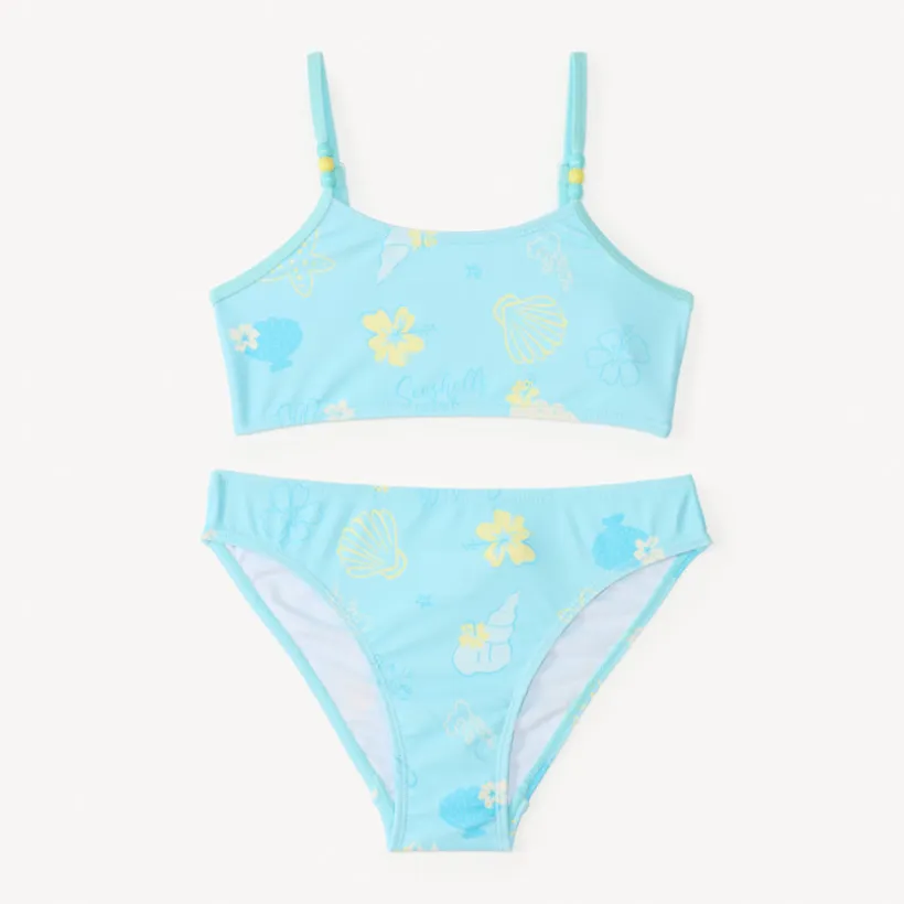 Maillot de bain 2 pièces imprimé coquillages fantaisie pour bébé fille