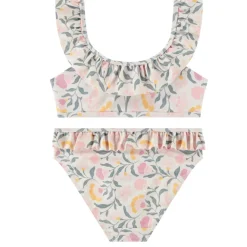 Maillot de bain 2 pièces imprimées fleurs à volants pour fille