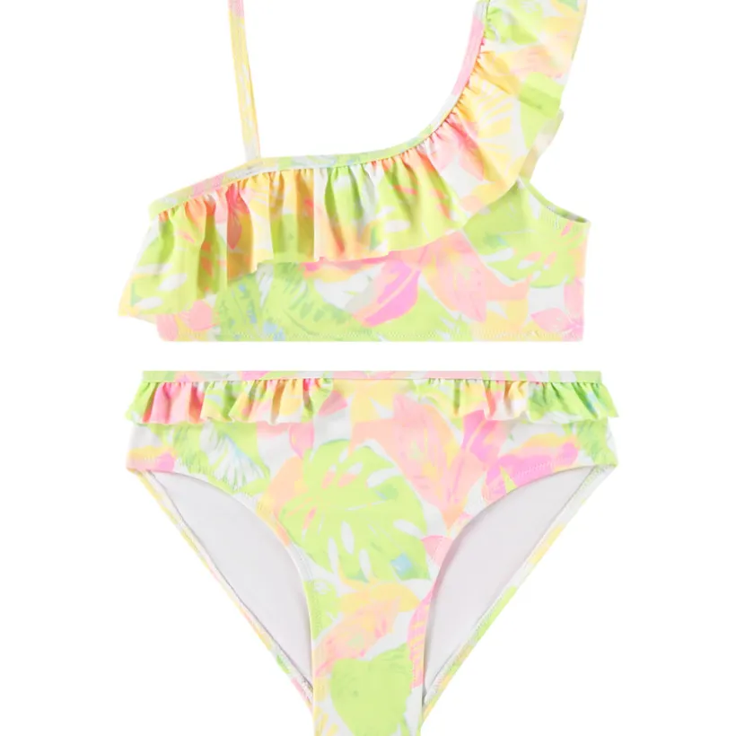 Maillot de bain 2 pièces imprimé jungle acidulée pour fille
