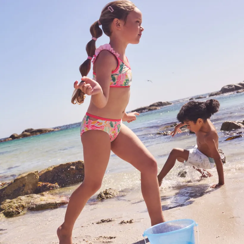Maillot de bain 2 pièces imprimé tropical pour fille