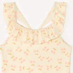Maillot de bain 1 pièce à volants et imprimé cerise pour bébé fille
