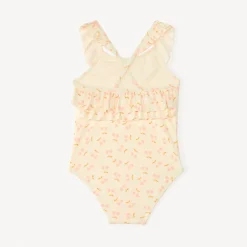 Maillot de bain 1 pièce à volants et imprimé cerise pour bébé fille