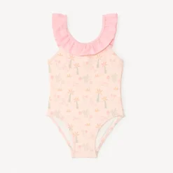 Maillot de bain 1 pièce à volants et imprimé fantaisie pour bébé fille