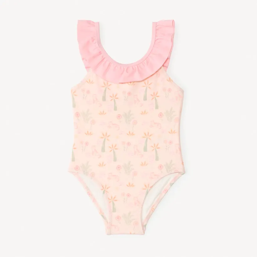 Maillot de bain 1 pièce à volants et imprimé fantaisie pour bébé fille