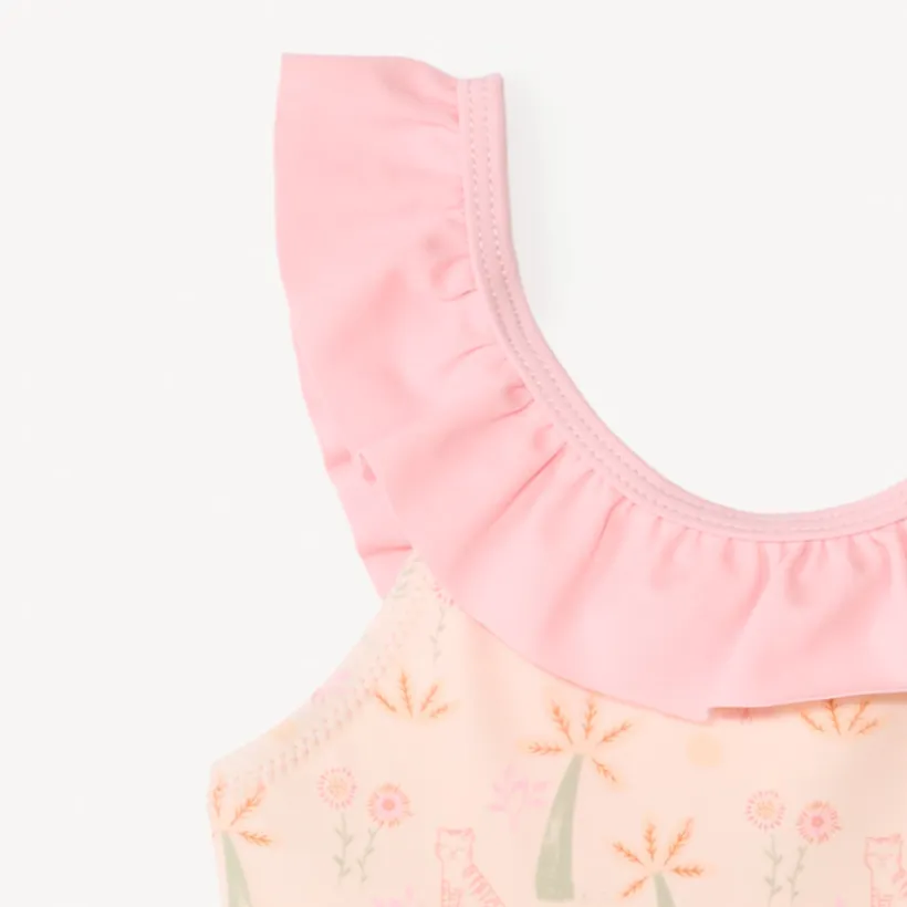 Maillot de bain 1 pièce à volants et imprimé fantaisie pour bébé fille