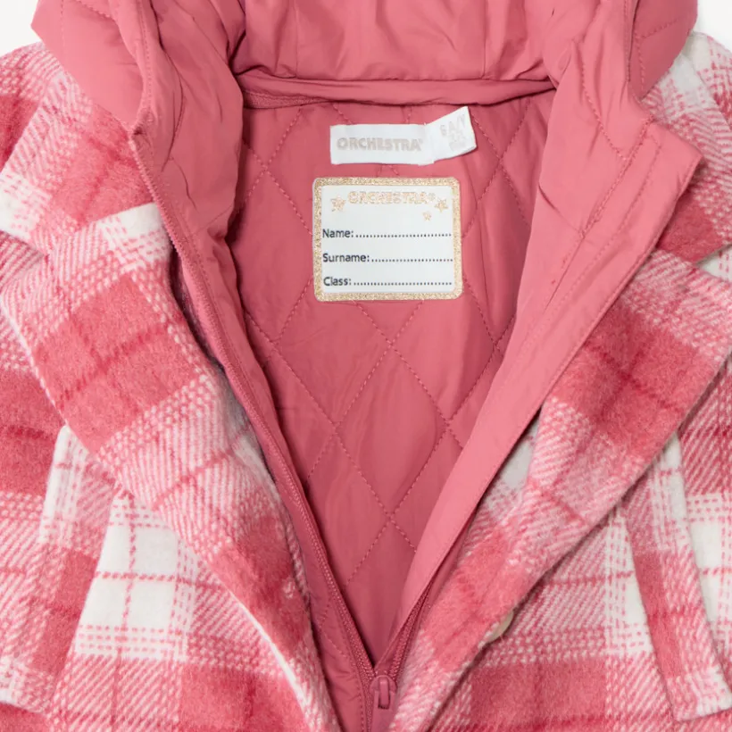 Manteau évolutif en drap de laine à carreaux pour fille