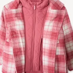 Manteau évolutif en drap de laine à carreaux pour fille