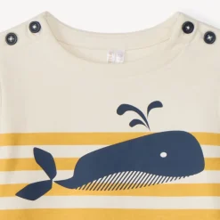 Marinière molleton print baleine pour bébé garçon
