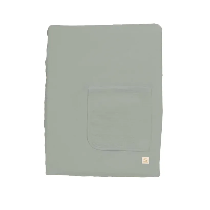 Matelas à langer uni sauge avec housse + serviette housse élastique
