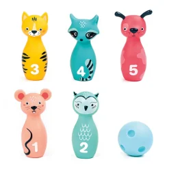 Mini jeu de bowling avec 5 quilles souples Animaux