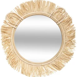 Miroir mural lion en raffia