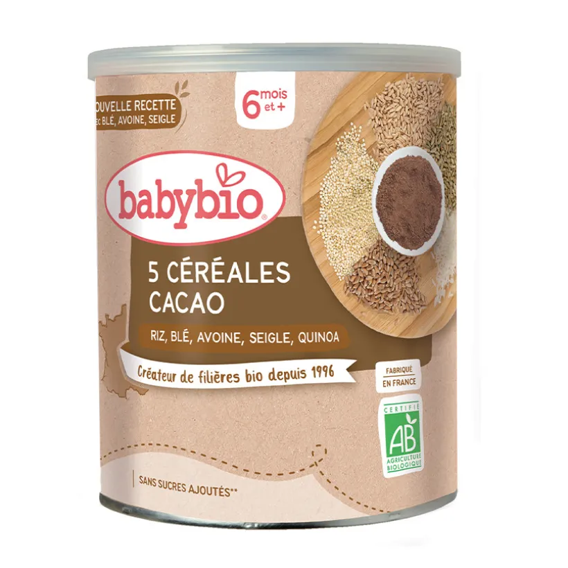 Mélange 5 céréales et cacao bio 6M+ 220g