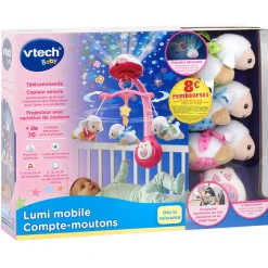 Mobile Lumi Compte Moutons - Rose