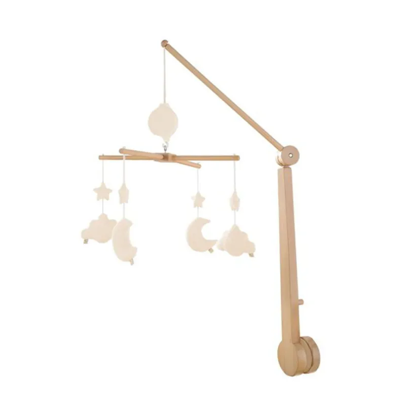Mobile musical en bois lunes/nuages Uni vanilla