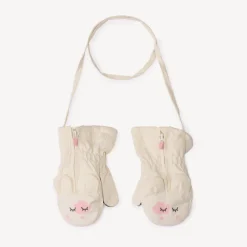 Moufles en toile unie avec broderie pour bébé fille