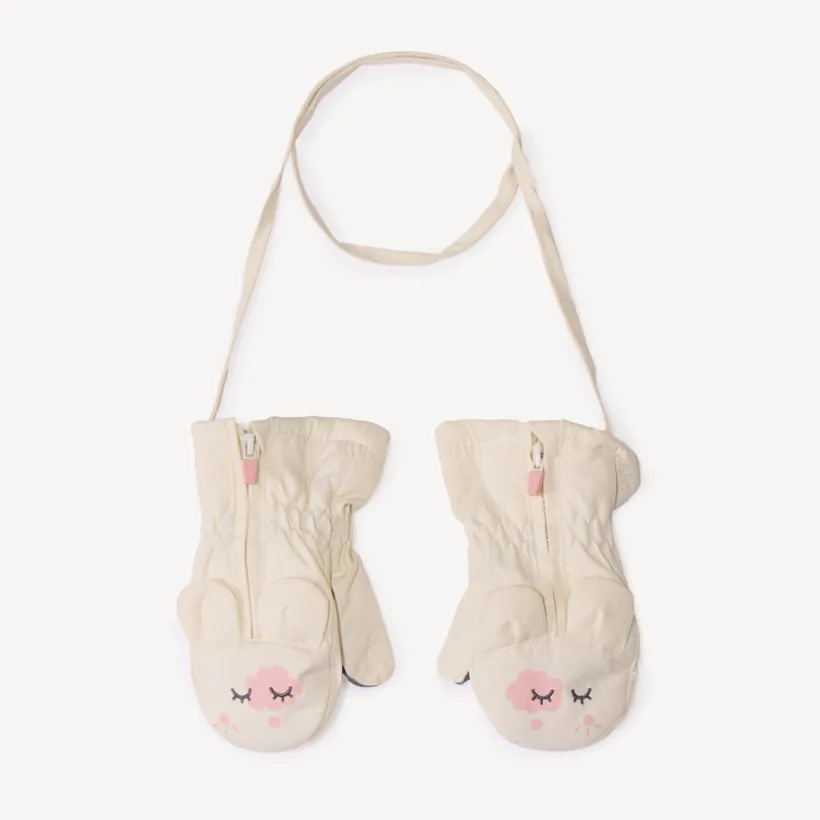 Moufles en toile unie avec broderie pour bébé fille