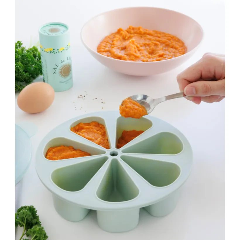 Moule de conservation multiportions 7 x 100ml en silicone vert