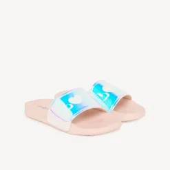 Mules à bride iridescente et print Love pour fille