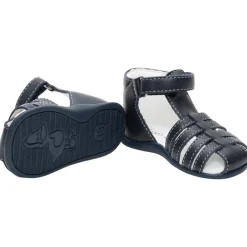 Nu-pieds bleus à brides et lanière à scratch