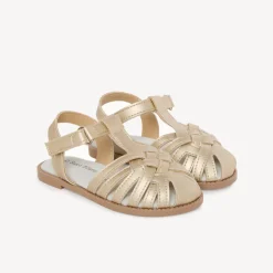 Nu-pieds doré tressé pour fille