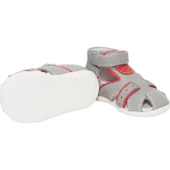 Nu-pieds en cuir à scratch avec empiècements contrastés
