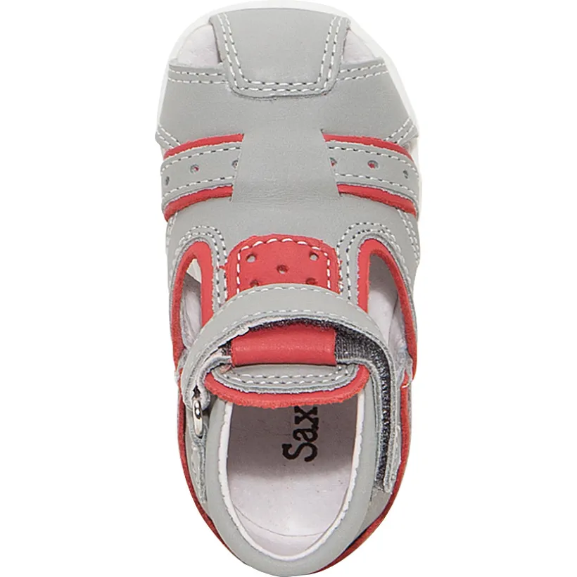 Nu-pieds en cuir à scratch avec empiècements contrastés