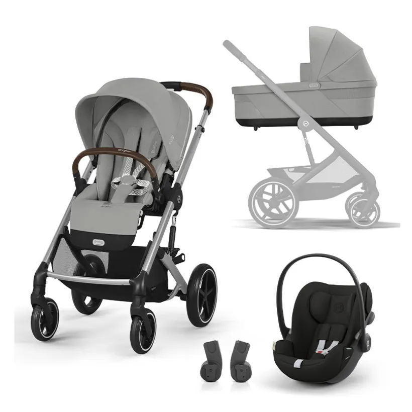Pack Balios poussette S Lux + nacelle Cot S + siège-auto i-Size cloud G avec connecteurs Stone Grey