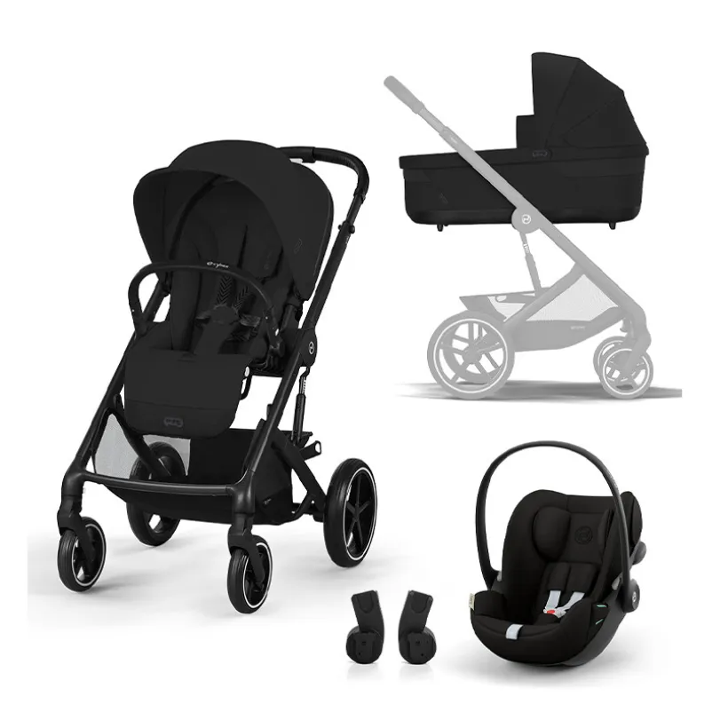 Pack Balios poussette S Lux + nacelle Cot S + siège-auto i-Size cloud G avec connecteurs Moon Black