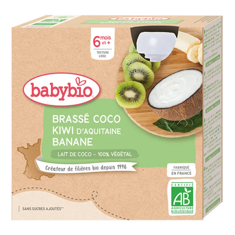 Pack de 4 gourdes brassé lait de coco kiwi banane bio