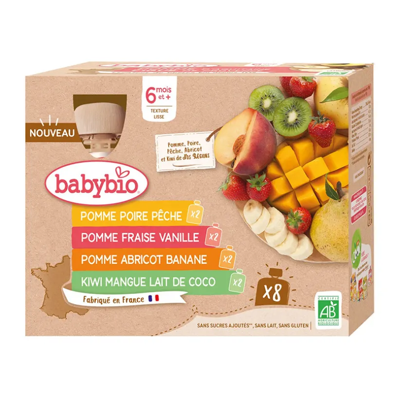 Pack de gourdes de fruits multiparfums 8 x 90 g