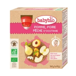 Pack de 4 gourdes pomme poire pêche bio