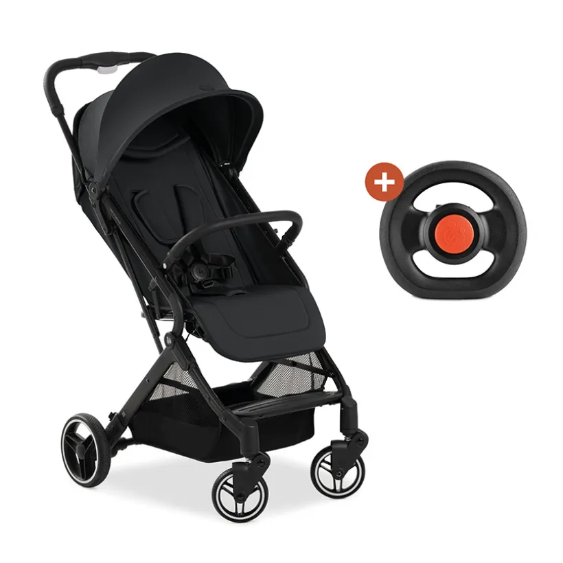Pack poussette Travel N Care Plus black avec volant pour bébé