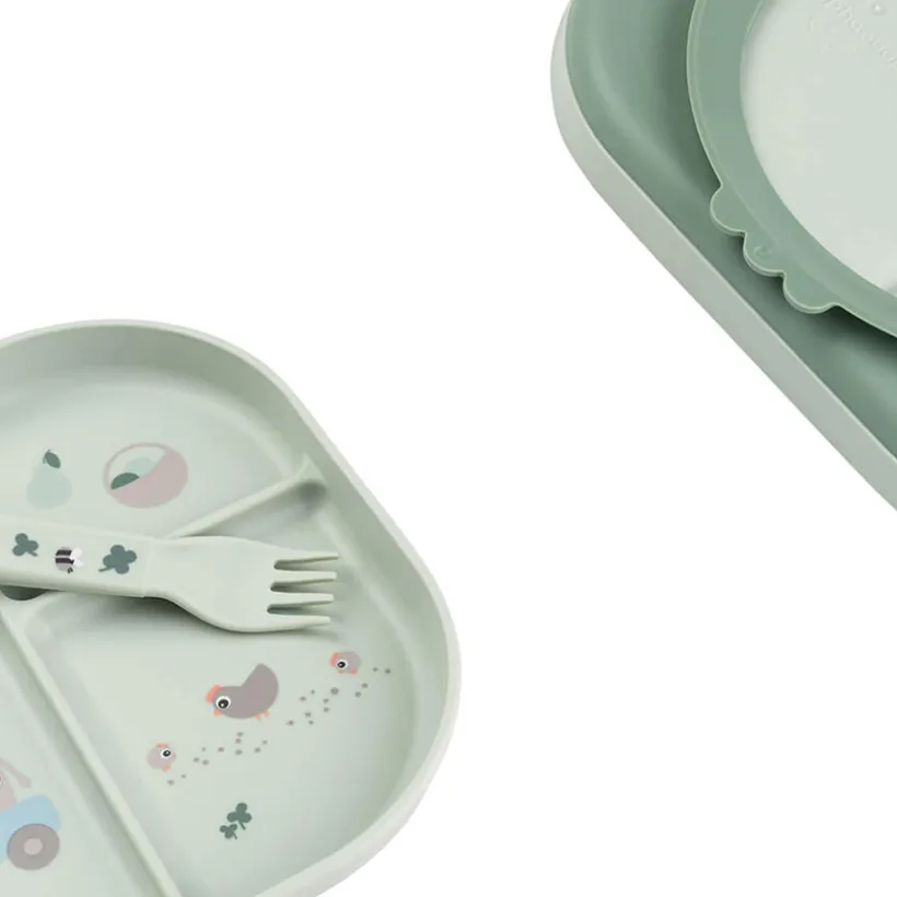 Pack vaisselle premier repas Tiny Farm vert Foodie