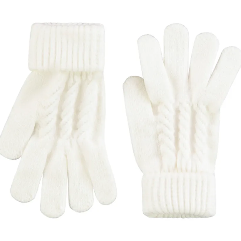 Paire de gants en tricot torsadé pour fille