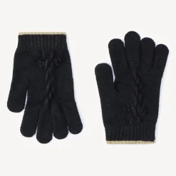 Paire de gants unis en tricot fantaisie pour fille