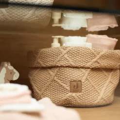 Panier de rangement en tricot Check Knit biscuit