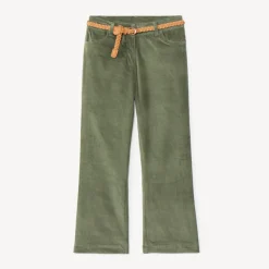 Pantalon bootcut en velours + ceinture tressée pour fille