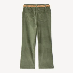 Pantalon bootcut en velours + ceinture tressée pour fille
