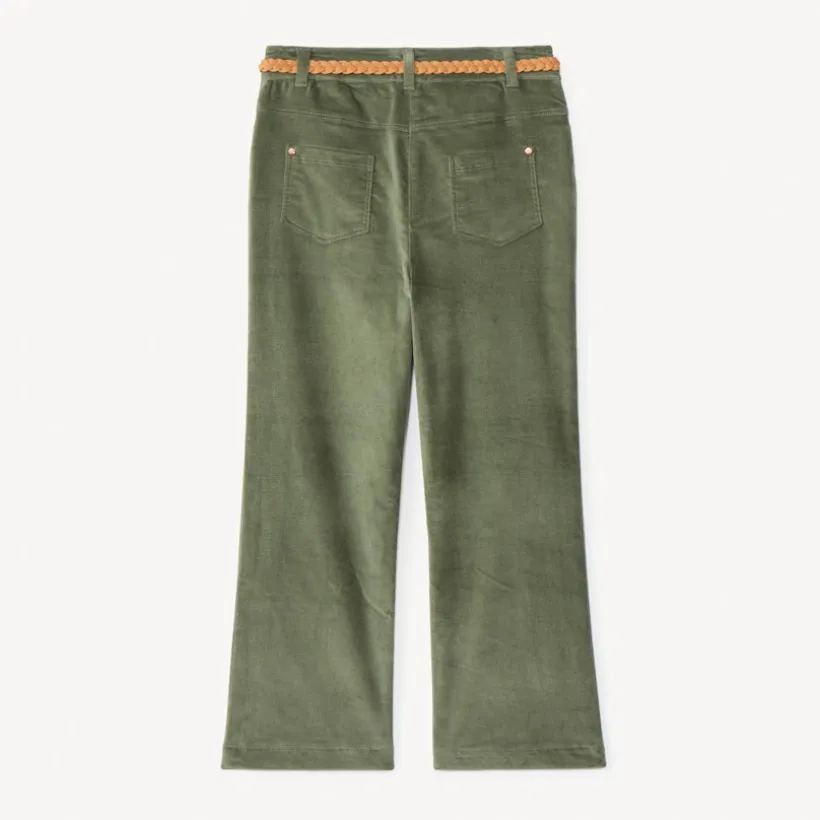 Pantalon bootcut en velours + ceinture tressée pour fille